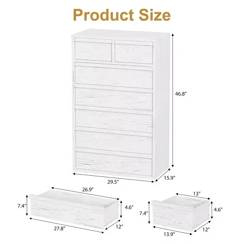 7-Drawer Dresser with Large Storage – Wooden Chest of Drawers for Bedroom, Living Room and Nursery