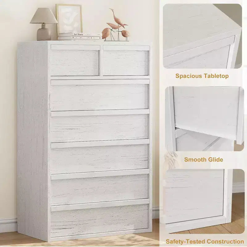 7-Drawer Dresser with Large Storage – Wooden Chest of Drawers for Bedroom, Living Room and Nursery