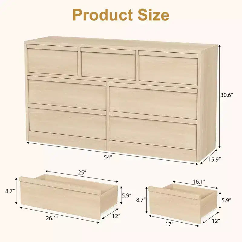 7-Drawer Dresser with Large Storage – Wooden Chest of Drawers for Bedroom, Living Room and Nursery