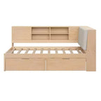 Wooden L-Shaped Daybed with Storage Headboard, USB Ports & Under-Bed Drawers