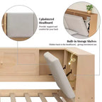 Wooden L-Shaped Daybed with Storage Headboard, USB Ports & Under-Bed Drawers