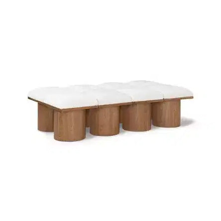 Meridian Furniture,Pavilion Cream Boucle Fabric Bench