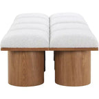 Cream Boucle Fabric Upholstered Bench