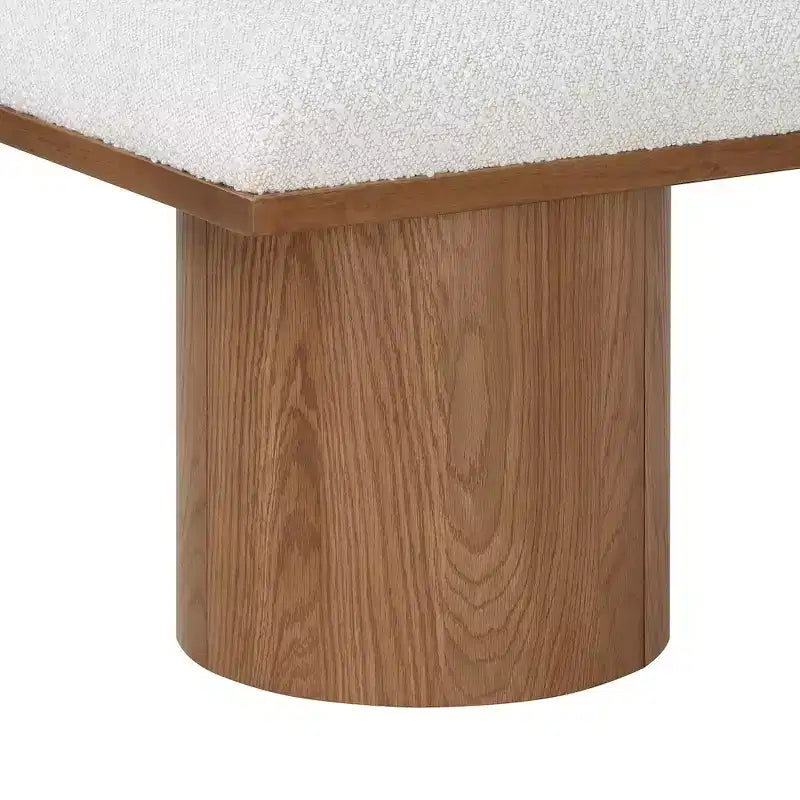 Cream Boucle Fabric Upholstered Bench