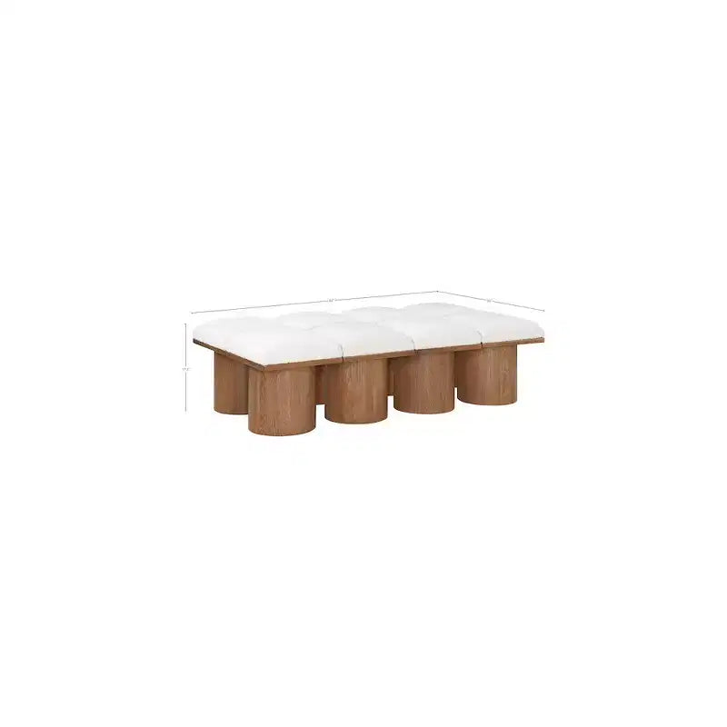 Cream Boucle Fabric Upholstered Bench