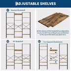 5-Tier Industrial Bookshelf with Adjustable Wood Shelves and Metal Frame