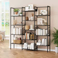 5-Tier Industrial Bookshelf with Adjustable Wood Shelves and Metal Frame