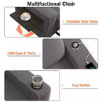 42.5" 3-in-1 Convertible Sleeper Chair with Adjustable Backrest, USB Ports and Cup Holder