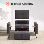 42.5" 3-in-1 Convertible Sleeper Chair with Adjustable Backrest, USB Ports and Cup Holder
