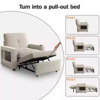 42.5" 3-in-1 Convertible Sleeper Chair with Adjustable Backrest, USB Ports and Cup Holder