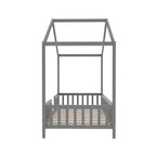 Twin Size Low House Shape Montessori Bed Frame With Curtains