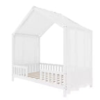 Twin Size Low House Shape Montessori Bed Frame With Curtains