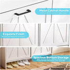 White Shoe Cabinet with 4 Flip Drawers and Adjustable Shelf