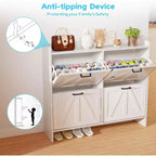 White Shoe Cabinet with 4 Flip Drawers and Adjustable Shelf