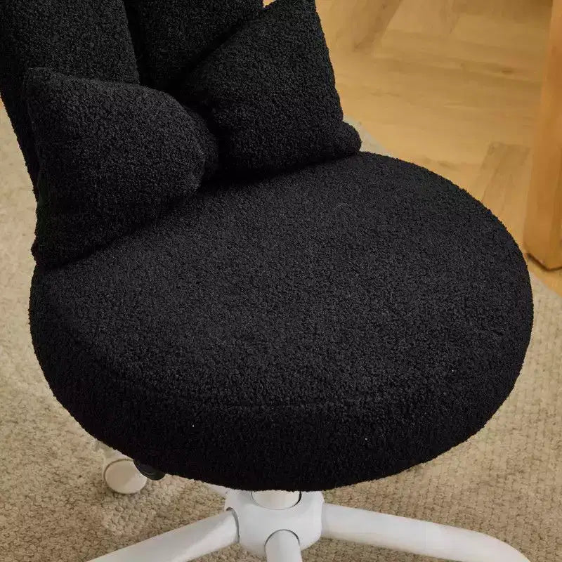 Adjustable Bow Teddy Fabric Bunny Ear Swivel Accent Chair