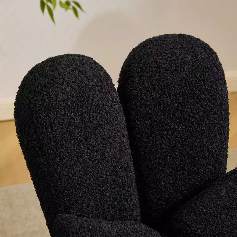 Adjustable Bow Teddy Fabric Bunny Ear Swivel Accent Chair