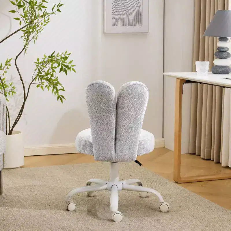 Adjustable Bow Teddy Fabric Bunny Ear Swivel Accent Chair