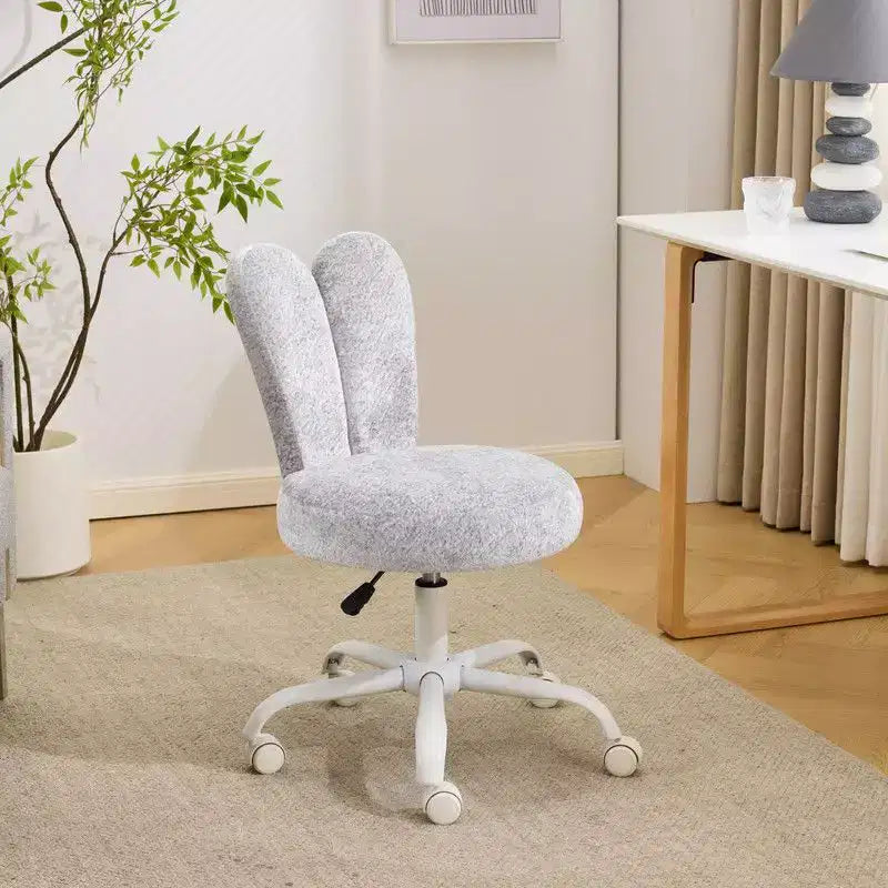 Adjustable Bow Teddy Fabric Bunny Ear Swivel Accent Chair