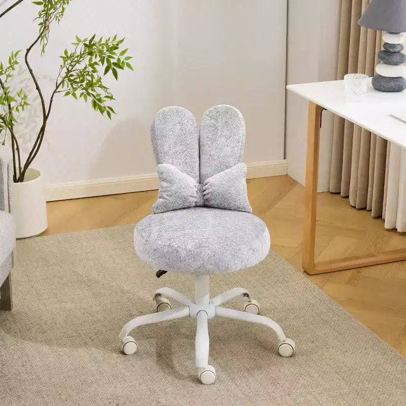Adjustable Bow Teddy Fabric Bunny Ear Swivel Accent Chair