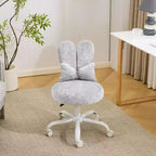 Adjustable Bow Teddy Fabric Bunny Ear Swivel Accent Chair