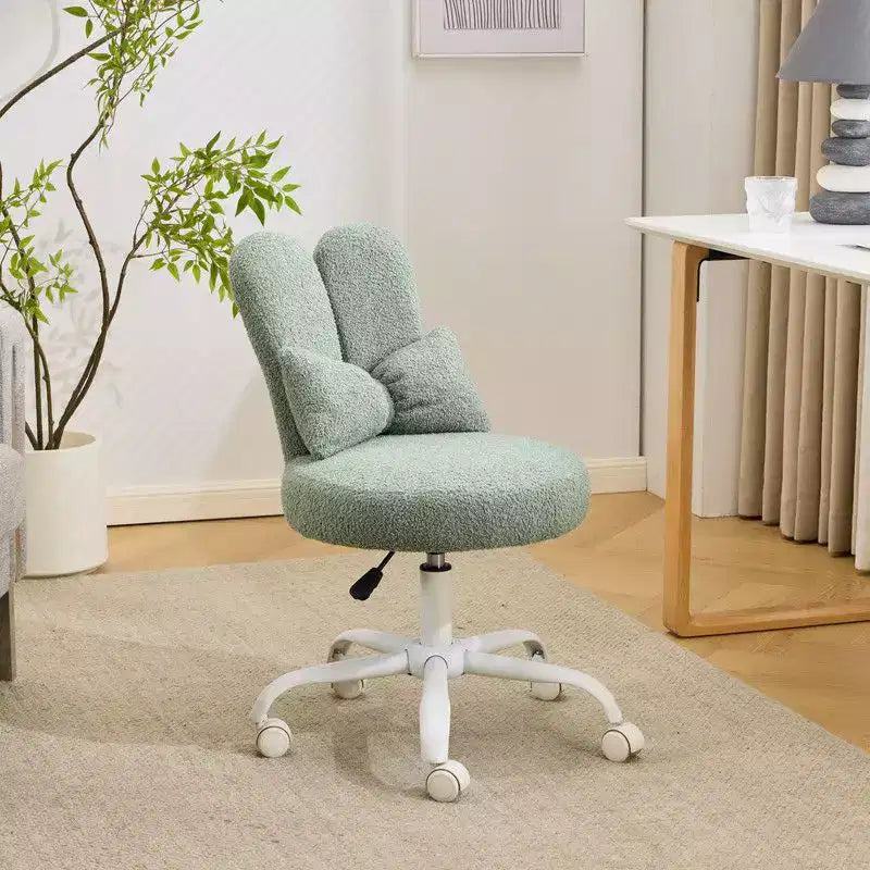 Adjustable Bow Teddy Fabric Bunny Ear Swivel Accent Chair