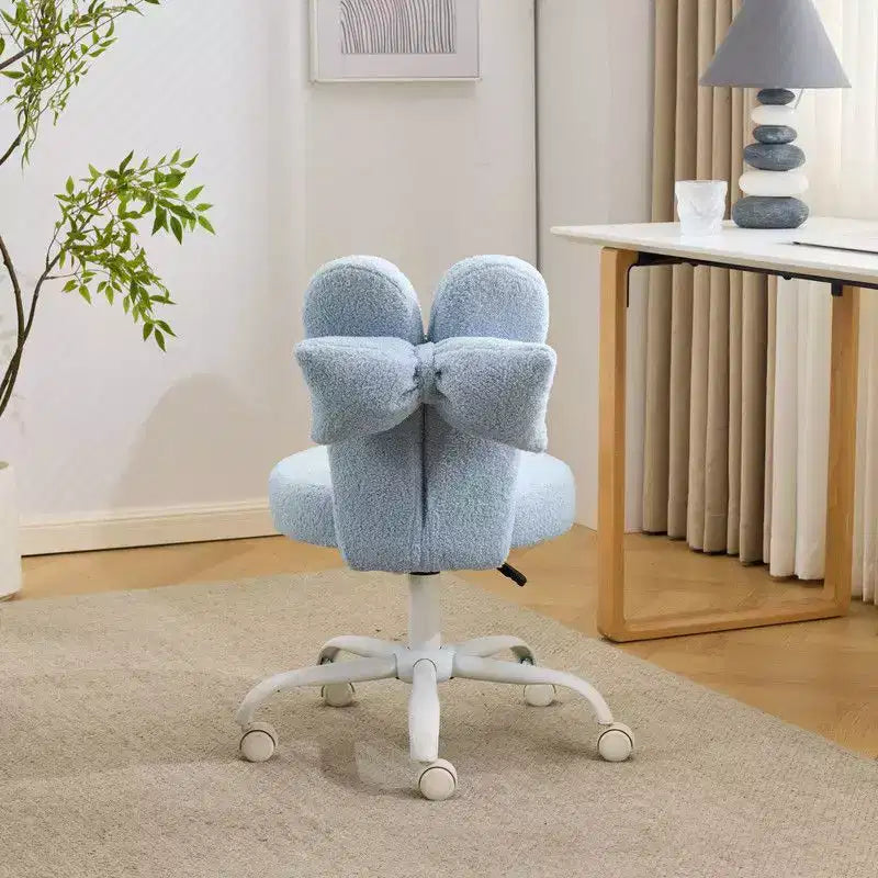 Adjustable Bow Teddy Fabric Bunny Ear Swivel Accent Chair