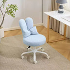 Adjustable Bow Teddy Fabric Bunny Ear Swivel Accent Chair