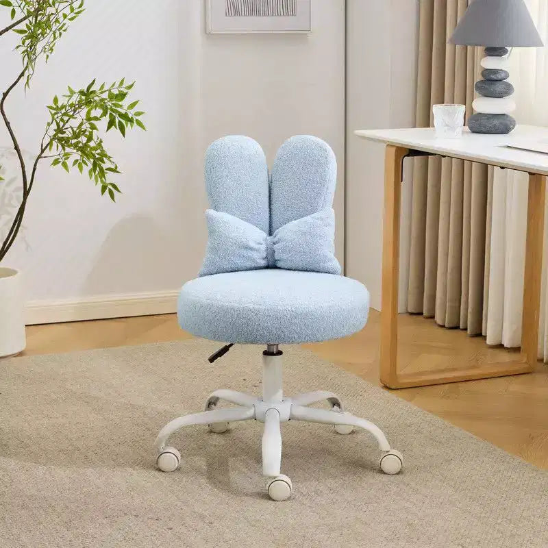 Adjustable Bow Teddy Fabric Bunny Ear Swivel Accent Chair