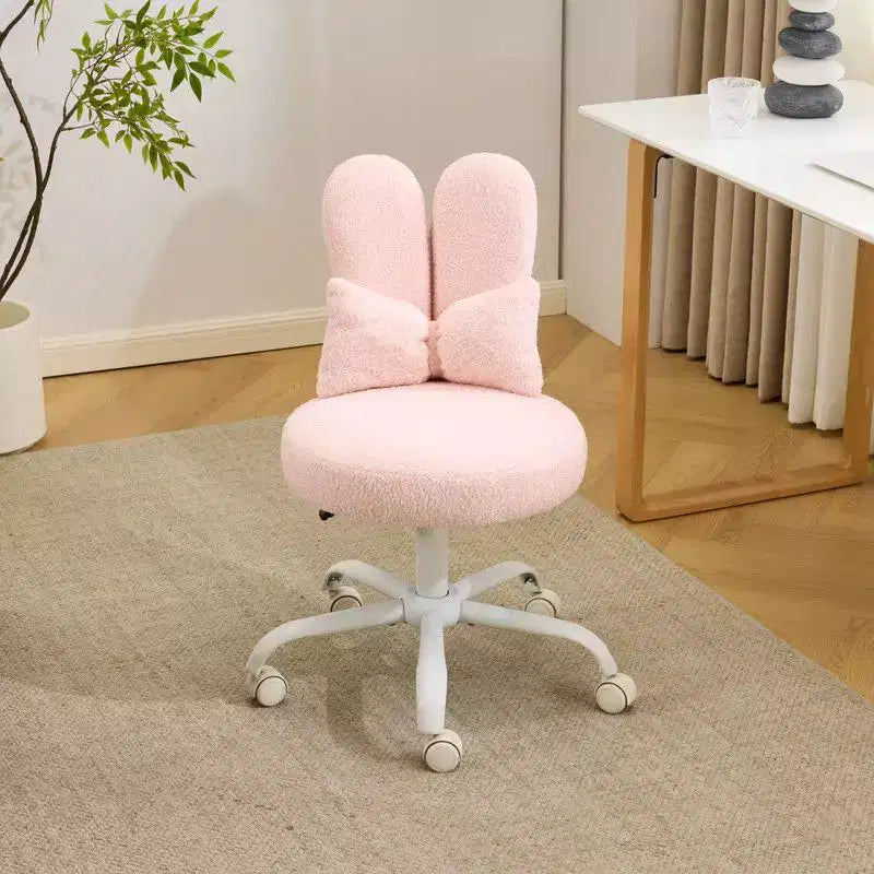 Adjustable Bow Teddy Fabric Bunny Ear Swivel Accent Chair