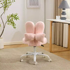 Adjustable Bow Teddy Fabric Bunny Ear Swivel Accent Chair
