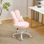 Adjustable Bow Teddy Fabric Bunny Ear Swivel Accent Chair
