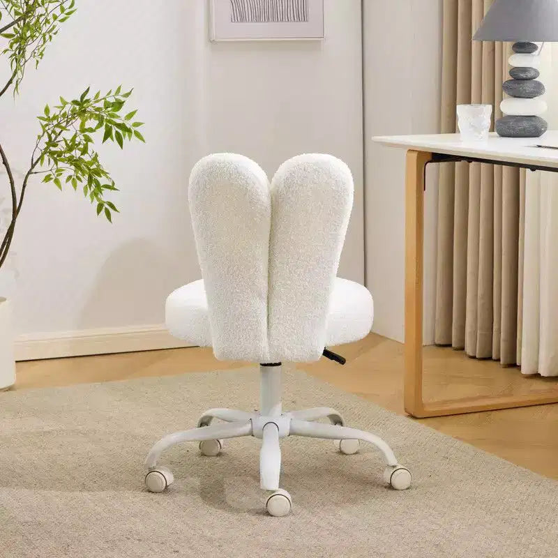Adjustable Bow Teddy Fabric Bunny Ear Swivel Accent Chair