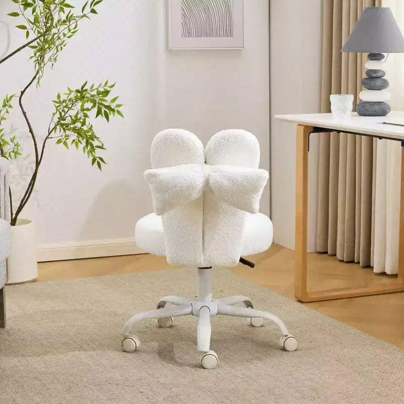 Adjustable Bow Teddy Fabric Bunny Ear Swivel Accent Chair