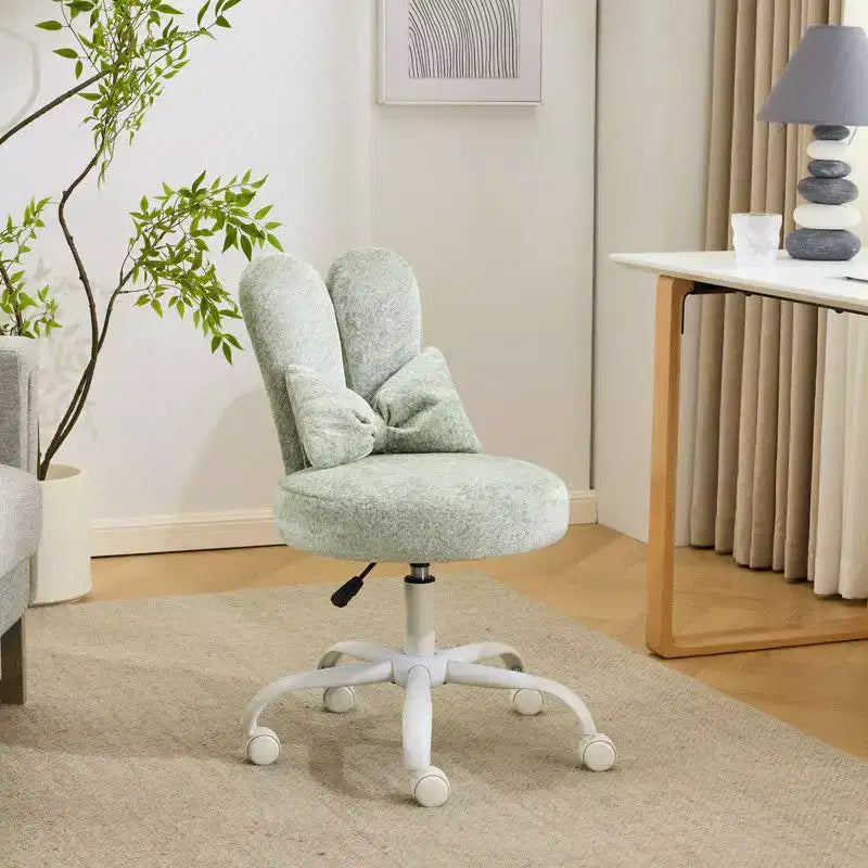 Adjustable Bow Teddy Fabric Bunny Ear Swivel Accent Chair