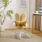Adjustable Bow Teddy Fabric Bunny Ear Swivel Accent Chair