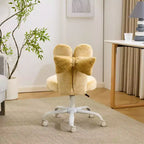 Adjustable Bow Teddy Fabric Bunny Ear Swivel Accent Chair