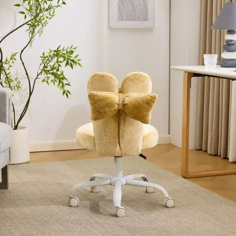 Adjustable Bow Teddy Fabric Bunny Ear Swivel Accent Chair