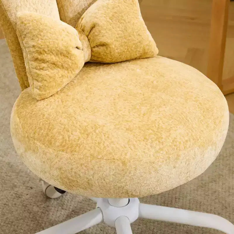 Adjustable Bow Teddy Fabric Bunny Ear Swivel Accent Chair