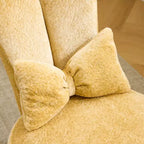 Adjustable Bow Teddy Fabric Bunny Ear Swivel Accent Chair