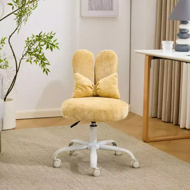 Adjustable Bow Teddy Fabric Bunny Ear Swivel Accent Chair