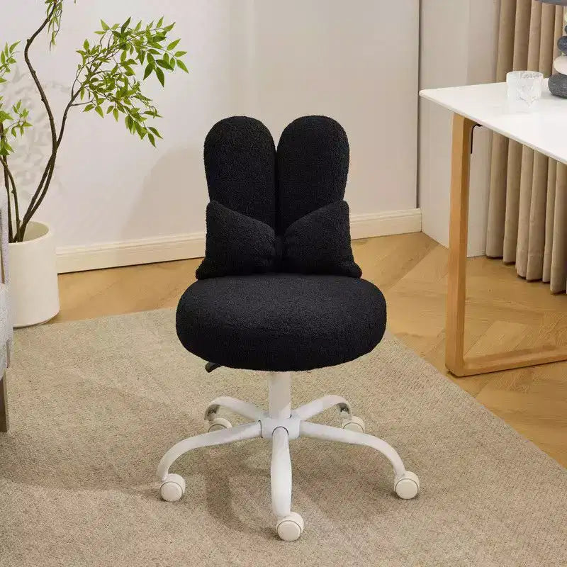Adjustable Bow Teddy Fabric Bunny Ear Swivel Accent Chair