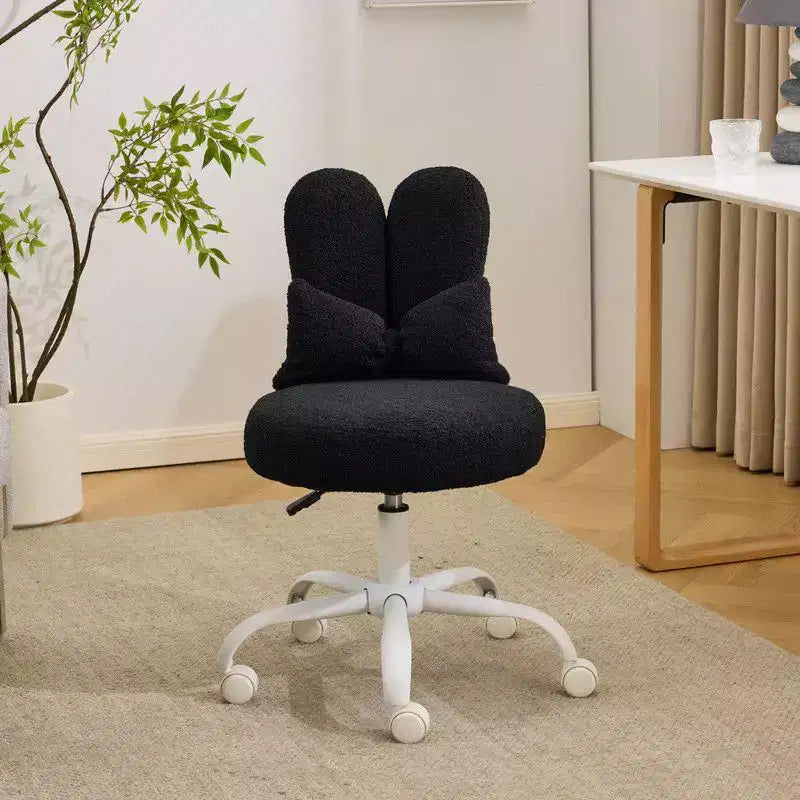 Adjustable Bow Teddy Fabric Bunny Ear Swivel Accent Chair