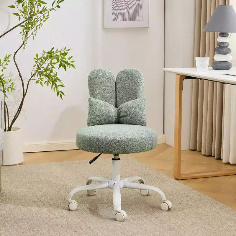 Adjustable Bow Teddy Fabric Bunny Ear Swivel Accent Chair