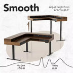 L-Shaped Electric Standing Desk with Storage Drawers and File Cabinet, Walnut