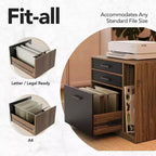 L-Shaped Electric Standing Desk with Storage Drawers and File Cabinet, Walnut