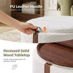 Round Storage Ottoman with Casters and Reversible Tray Lids