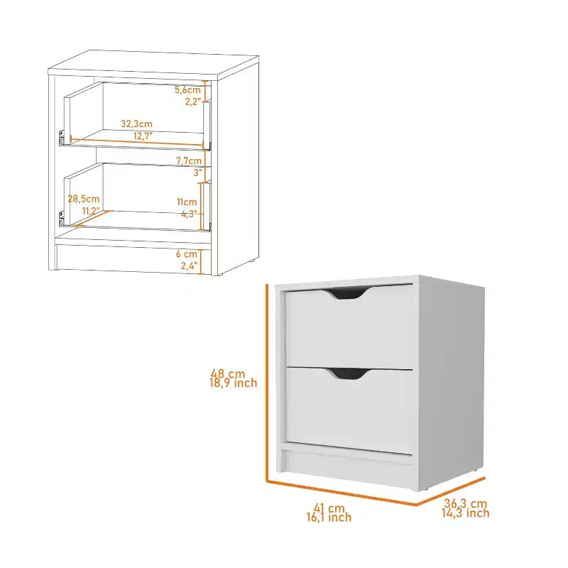 2-Drawer Nightstand for Bedroom and Living Room