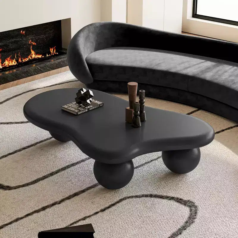 Cloud-Shape Coffee Table with Ball Legs, Black