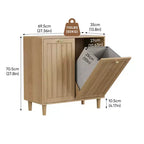 Houten wasmandkast met 2 uitneembare manden