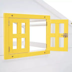 Twin over Twin House Bunk Bed with 2 Drawers, Storage Shelves and Window